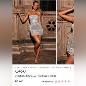 Oh Polly Strapless Embellished White Mini Dress (Aurora)